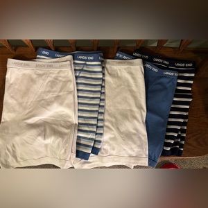 Men’s Lands' End Boxer Briefs White and Blue Cotton Comfort -6 Pairs 2XL